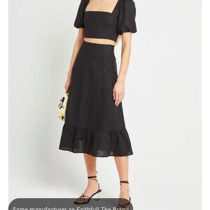 Black Linen Midi Skirt 2 piece set
